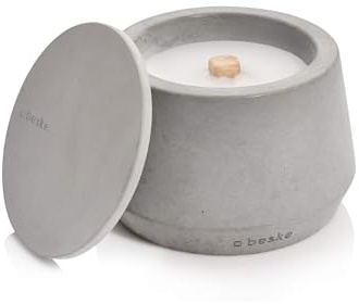 Betonfeuer® - Das Original der Beske-Manufaktur | Modell 'Steller' Ø14cm mit Dauerdocht | Wiederbefüllbare Fackel | Unendliche Brenndauer | (Ohne Nachfüllwachs, Löschbrett aus Beton)