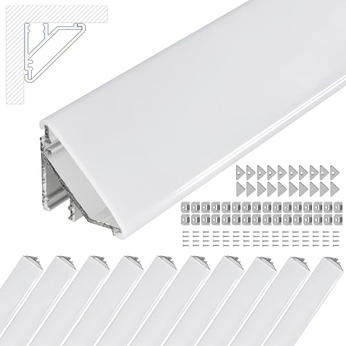 Brollux LED Eckprofil V24 Set 20m (10x2m) Alu Profile 45 Grad Ecke Aluminium für LEDs Strip Lichtleiste ohne Leuchtmittel