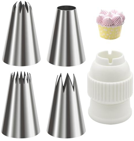 GYSRXS 4 Pezzi Grandi Beccucci Sac a Poche Beccucci in Acciaio Inox Set di Piping Nozzle Decorazione di Cupcakes,Torte,Pasticcini(741,8 FT,C8 e R16L)