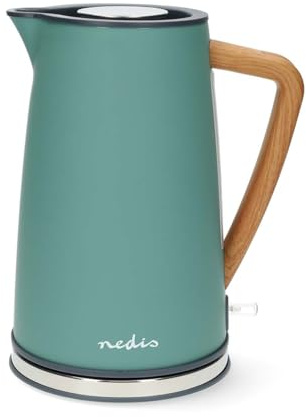 Nedis Bollitore elettrico – 1,7 l – Soft Touch – Verde – Rotazione di 360 gradi – Elemento riscaldante nascosto – Strix Controller – Boil-dry protection