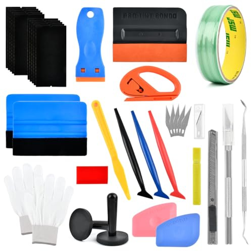 35STK Auto Folien Rakel Für Folie Fensterfolie Folierungs Car Wrapping Werkzeug Werkzeug, Klebefolie Filzrakel Rakel für Tönungsfolie Auto, Multifunktionale Auto Werbung und Home Dekoration Werkzeuge