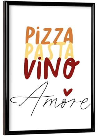 artboxONE Poster mit schwarzem Rahmen 18x13 cm Typografie Italien Liebe - Bild Pizza handlettering Italia