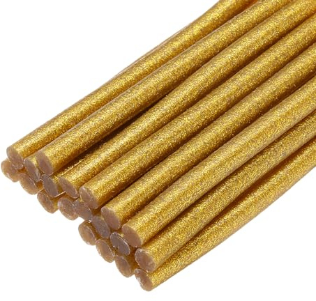 sourcing map 20 barras de pegamento caliente para pistola de pegamento de 7 mm x 4 pulgadas, mini pegamento adhesivo termofusible dorado con purpurina