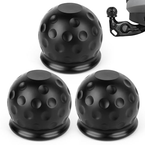 VMUTGA 3 Pezzi Gomma Tappo Gancio Traino Rimorchio, 50mm Protezione Della Sfera del Gancio di Traino, Protezione Universale in Gomma per Palla Rimorchio Auto (Nero)