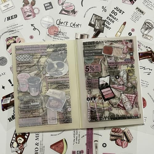 OSLEY Scrapbook Stickers Book, 20 Blatt PET Ästhetische Vintage Scrapbooking Aufkleber für Fotoalbum，Scrapbooking，Bullet Journal Zubehör，Kalendern,DIY Art Notizbuch