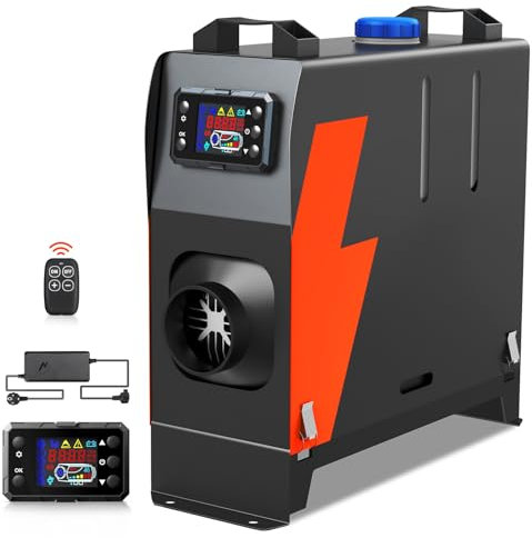 HCALORY (KROAK) 12V/24V Standheizung Diesel, All in One 8KW Dieselheizung, 0,15-0,44 L/h Air Diesel Heizung mit Fernbedienung & Adapter, Tragbare Dieselheizung für Auto RV LKW Wohnmobil