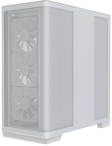 APNX Case PC C1-R Mid-Tower ATX High Airflow PC, 4x120mm ventole bianche, 11 slot per ventole, supporto radiatore 360mm, supporto scheda madre back-connect ASUS/MSI, pannello in vetro temperato,