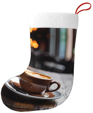 WZYWHJ Weihnachtsstrumpf, Weihnachtsstrumpf, Premium-Qualität, festliche Feiertagsdekoration, Keramikschale, Kaffee-Bild