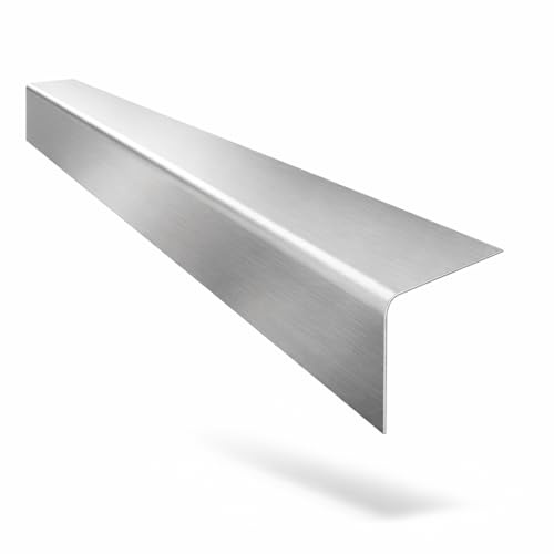 Edelstahl Winkelprofil VA Kantenschutz 2000mm 90 Grad Winkelprofil 20x20 mm Schenkelinnenmaß aus Edelstahl k240 geschliffen 0,8 mm stark L-Winkel, Eckschutzschiene,