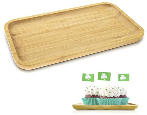 imposyu Bambus Tablett 29x16cm Bambus Tablett Eckig Serviertablett Bambus Tablett Holz Rechteckig Serviertablett Holz Bambus Badezimmertablett Zum Servieren von verschiedener Lebensmittel
