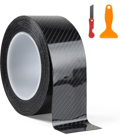 EFUTURETIME Carbon Folie Auto Schwarz Glänzend 5cm × 10m Lackschutzfolie | Einstiegsleisten Schutz, Selbstklebend, für Stoßstange, Kofferraum, Fahrrad, Motorrad und Möbel