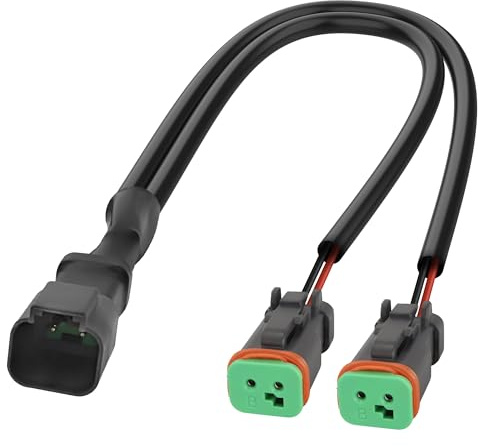 XMSJSIY DT Cinghia di cablaggio a 2 Pin tedesco DT Maschio a Dual Female Y Splitter Cavo Cinghia di cablaggio Impermeabile 2 Fili Connettore Automobile Spina Elettrica per Lampade da Lavoro LED Luci