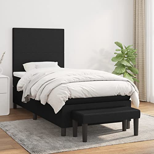 KTHLBRH Bettgestell Familienbett Doppelbett Schlafzimmer möbel Boxspringbett mit Matratze Schwarz 80x200 cm Stoff