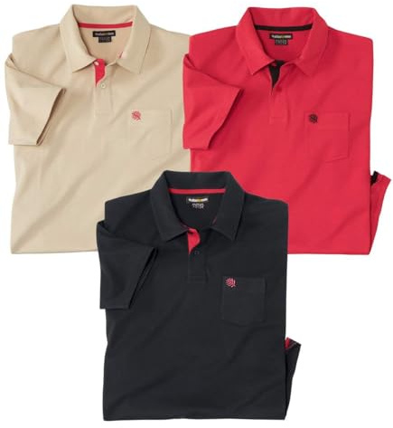 ATLAS FOR MEN - 3er-Pack Herren-Poloshirts - Erhältlich in großen Größen von M bis 5XL