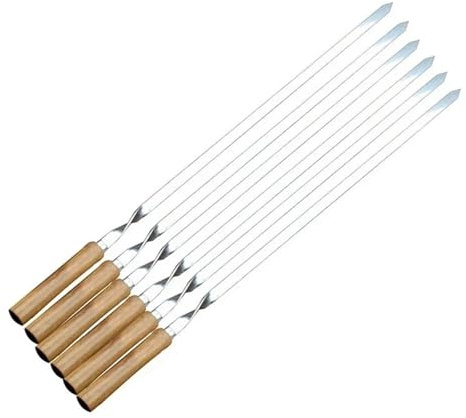 NGNKMPMCTK 6PCS Barbecue Grill Needle BBQ Fork Skewers Long Handle Shish Kebab Sharp Roasting Fork Tool Stainless Steel Set Accessories