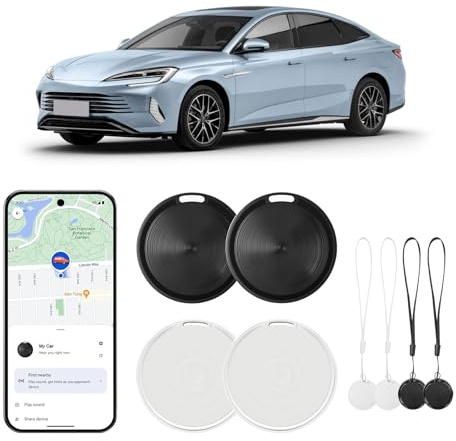 Glitfix GPS Tracker Android, Schlüsselfinder mit Google Find Hub App (NUR Android), IP67 Bluetooth Tracker, Schlüsselring, Air Tracker Android für Gepäck Taschen Koffer Geldbörsen,Weiß+Schwarz,4 Stück