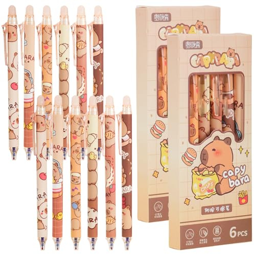 Radierbarer Kugelschreiber,12St Radierbarer Tintenroller Capybara Gelstifte Radierbar 0.5MM Tintenroller Radierbar Erasable Pen Set Radierbarer Kugelschreiber Stifte Set für Schul,Studenten,Bürobedarf