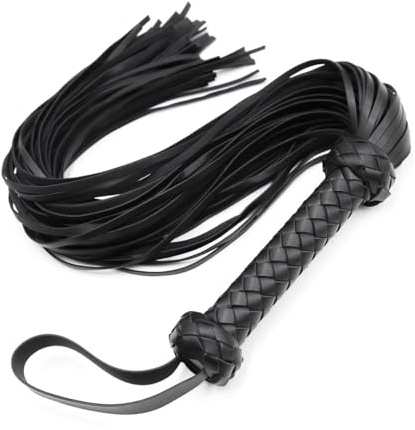 Látigo sexual de cuero negro de 63 cm,azotador para juegos SM,juguetes de ataduras de bondage,látigos SM para juegos sexuales, azotador sexual de cuero,fusta para montar a caballo (Negro-1)