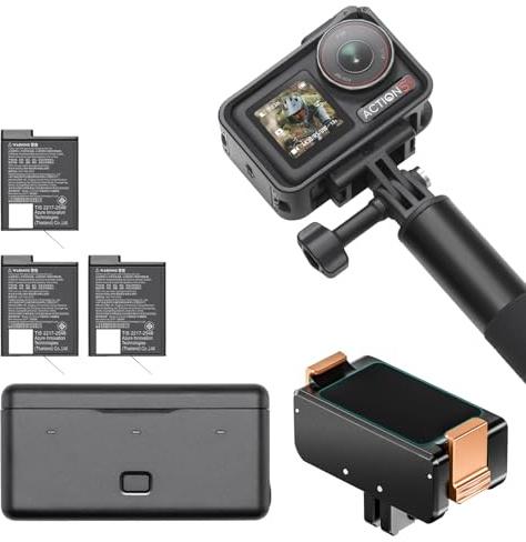 DJI Osmo Action 5 Pro Adventure Combo mit Magnethalterung, Action-Kamera 4K mit 1/1.3 Sensor, 12 Std. verlängerte Akkulaufzeit mit 3 Akkus, Stabilisierung, Zwei OLED Touchscreens, Mini-Action-Kamera