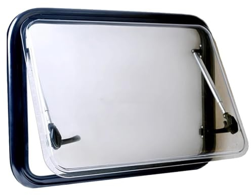 WIGING Campervan Window, Aluminum Alloy Frame + Acrylic Glass with Blackout Curtains, 70° Opening Angle Caravan Side Windows, Sliding Windows for RV((WxH) 50x50cm)