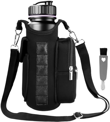 Magnetic Gym Bag, Magnetic Gym Water Bottle Bag for Men and Women, Water Bottle Holder with Strap and Cleaning Brush, Crossbody Gym Bags for Travel, Outdoors, Sports