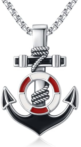 TwoAnts Anker Kette 925 Sterling Silber Kompass/Nordstern/Meeresschildkröten Anhänger Halskette Nautischer Schmuck Geschenke für Männer Herren Damen