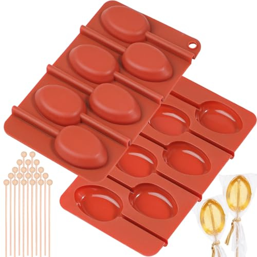Koluti Honey Spoon Silicone Molds 2 Pieces, Hard Candy Lollipops DIY Mold Maker, Honey Stirrers for Tea and Coffee, Honey Party Favors Gift Set (Included 12 Wood Sticks)