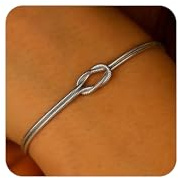 HAYOUWAY Armband Damen Gold Silber Armbänder 14k Vergoldet Liebesknoten Armband Kleeblatt Armband mit Zirkonia Armbänder Personalisierte Geschenke für Frauen Mädchen Freundin Geschenk Schmuck Damen