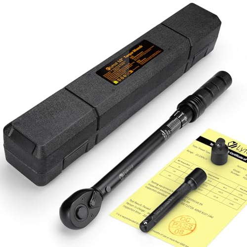 Lytool Chiave Dinamometrica 1/2 20-230 Nm+ 1/2 Barra Prolunga 125 mm,Adattatore da 1/2“ a 3/8'' per Auto e Bici, 72 Denti, Precisione ± 3%, in Scatola Portatile