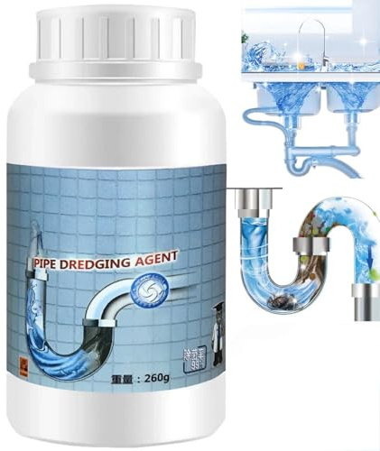 260g Drain Unblocker,Sink & Drain Cleaner, Powerful Pipe Dredge Agent Dissolves Clogs,Toilet Cleaning Foam Powder,All-Purpose Pipe Opener,Pipe Dredge Deodorant for Toilet Kitchen Bathroom Shower