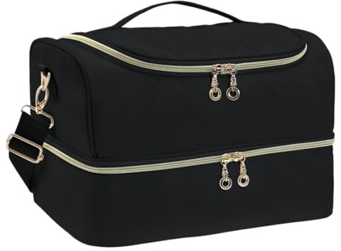 GAOJUNAN Organizzatore Smalti Borsa Portaoggetti A Doppio Strato for Unghie, Contiene 45 Flaconi Porta Smalti per Unghie(Black)