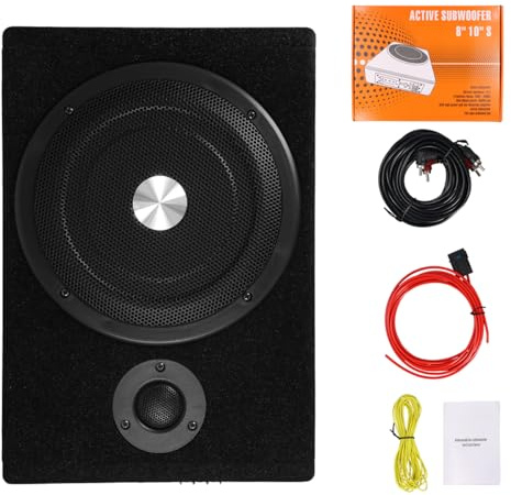 Realdio Subwoofer Radio Ultrafino 8 600 W Bajo Asiento | Graves Compactos de 8 Pulgadas y 600 W, Diseño Plano con Etapa Integrada