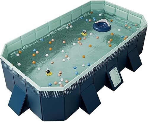 9.7ft Foldable Rectangular Summer Outdoor Large Pools, Above Ground Swimming Pool, Non-inflatable Pool For Indoor, 9.7ft
