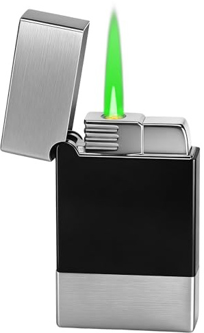 MIIVII Windproof Jet Lighter, Butane Refillable, Green Flame (Sold Without Gas)