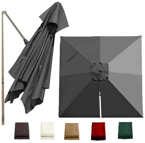 GSKFXJ Tela De Repuesto para Parasol Cuadrado 250×250cm Cubierta De Toldo De Repuesto Excéntrico 8 Costillas Toldo De Recambio para Paraguas De Mercado(Gray,4x3.0m/13x9.8ft)