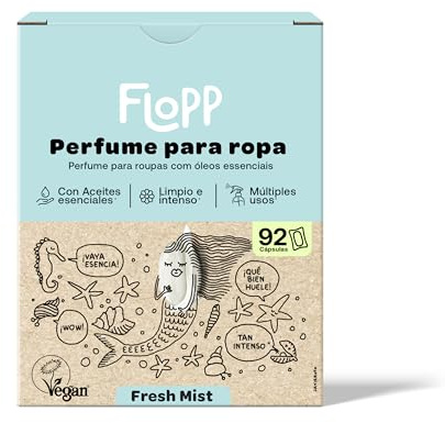 Flopp - Perfume para la Ropa Fresh Mist con Aceites Esenciales Naturales en Pastillas - Fuerte fragancia duradera - Notas Frutales - 92 cápsulas