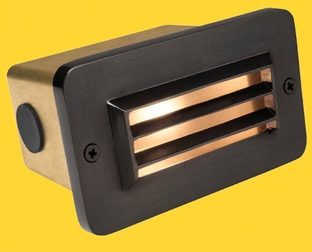 Corona LED 12V Step Lights 7w Brass 3 Louver Face Plate with Frosted Glass Lens, Gun Metal CX-833B-GM
