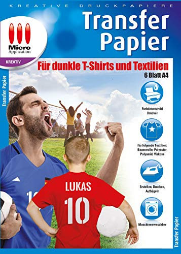 Transfer-Folie - für dunkle T-shirts und Textilien! 6 Folien + 1 Pergamentpapier