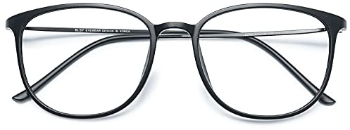 KOOSUFA Klassische Retro Brillengestelle Nerdbrille Herren Damen Dünne Brille Ohne Sehstärke Streberbrille Groß Pantobrille Ultra Licht TR90 Brillenfassung mit Etui