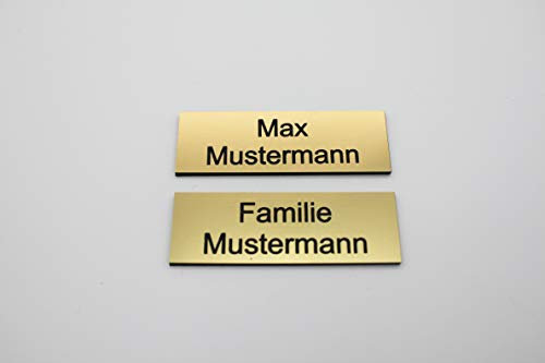 Türschild mit Gravur Gold - Namensschild Name - Büro Kunststoff | selbstklebend, eckig | Gravur, graviert, gestalten | Groß | Größen: 6x2 cm - 8x3,5cm (6x2cm)