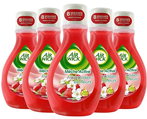 AIRWICK Lot de 5 Désodorisants Mèche Active Framboisier Flacon de 375 ml