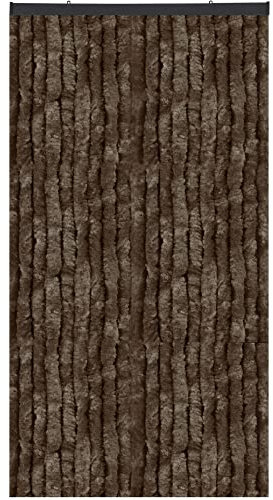 Cortina de flojel, 80 x 220 cm en tiras de color marrón liso, perfecta protección contra insectos y privacidad para tu balcón y terraza, muchos colores