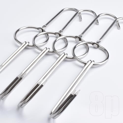 Alele 8PCS 11-inch Double Meat Hooks, Stainless Steel Meat Hook Roast Duck Bacon Shop Hook BBQ Grill Hanger Cooking Tools Accessories for Peking Duck