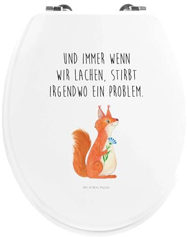 Mr. & Mrs. Panda Motiv WC Sitz Eichhörnchen Blume - Geschenk, Spruch Deko, Tiermotive, Lachen, Toilette, Tiere, Toilettendeckel, Klodeckel, lustige