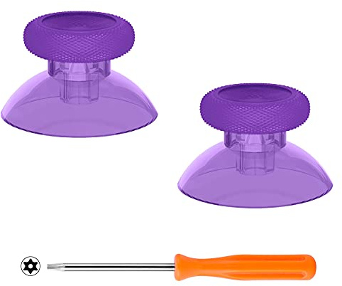eXtremeRate Replacement Thumbsticks for Xbox Core Wireless Controller, Joysticks Repair Kit for Xbox Series X/S Controller, Custom Analog Stick Buttons for Xbox One S/X/Elite - Clear Atomic Purple
