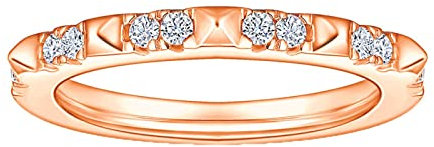 Dsnyu Bandring mit Stein Silber, Weiß Zirkonia Rose Vergoldet Halbe Ewigkeit Band Eheringe mit Vorsteckring 49