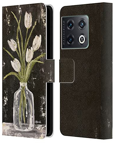 Head Case Designs Officially Licensed Haley Bush White Tulips In Glass Jar Floral Painting Leather Book Wallet Case Cover Compatible With OnePlus 10 Pro