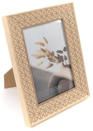 ROCKING GIFTS Marco de Fotos 10x15 Canage Efecto Madera Beige Portafotos Decorativo Boho Rústico 20 cm