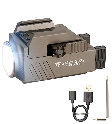 TrustFire Mini Pistolet Lampe Militaire Tactique GM23 800LM LED Lampe Militaire Lumière Allume Lampe de poche à dégagement rapide brillant,Compatible avec Rail Pictinny glock 17/19/20/22pour Chasse