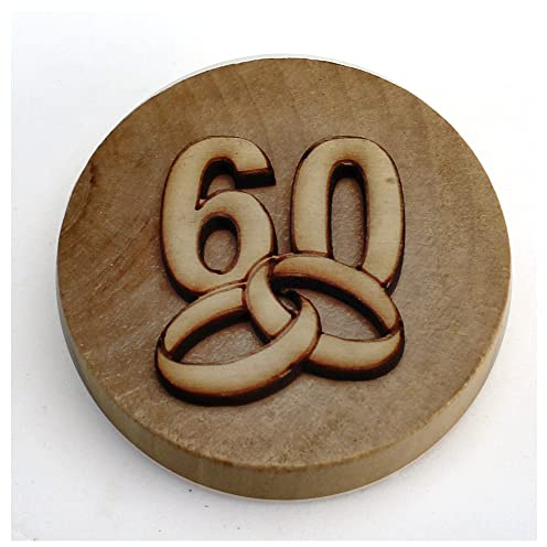 DLM32768 (Kit 6 Pezzi) Apri Bottiglie Apribottiglie con Calamita Moderno Design Tondo in Legno + Scatolina in bambù FEDI 60 Anniversario Cinquantesimo Nozze di Diamante Matrimonio bomboniera